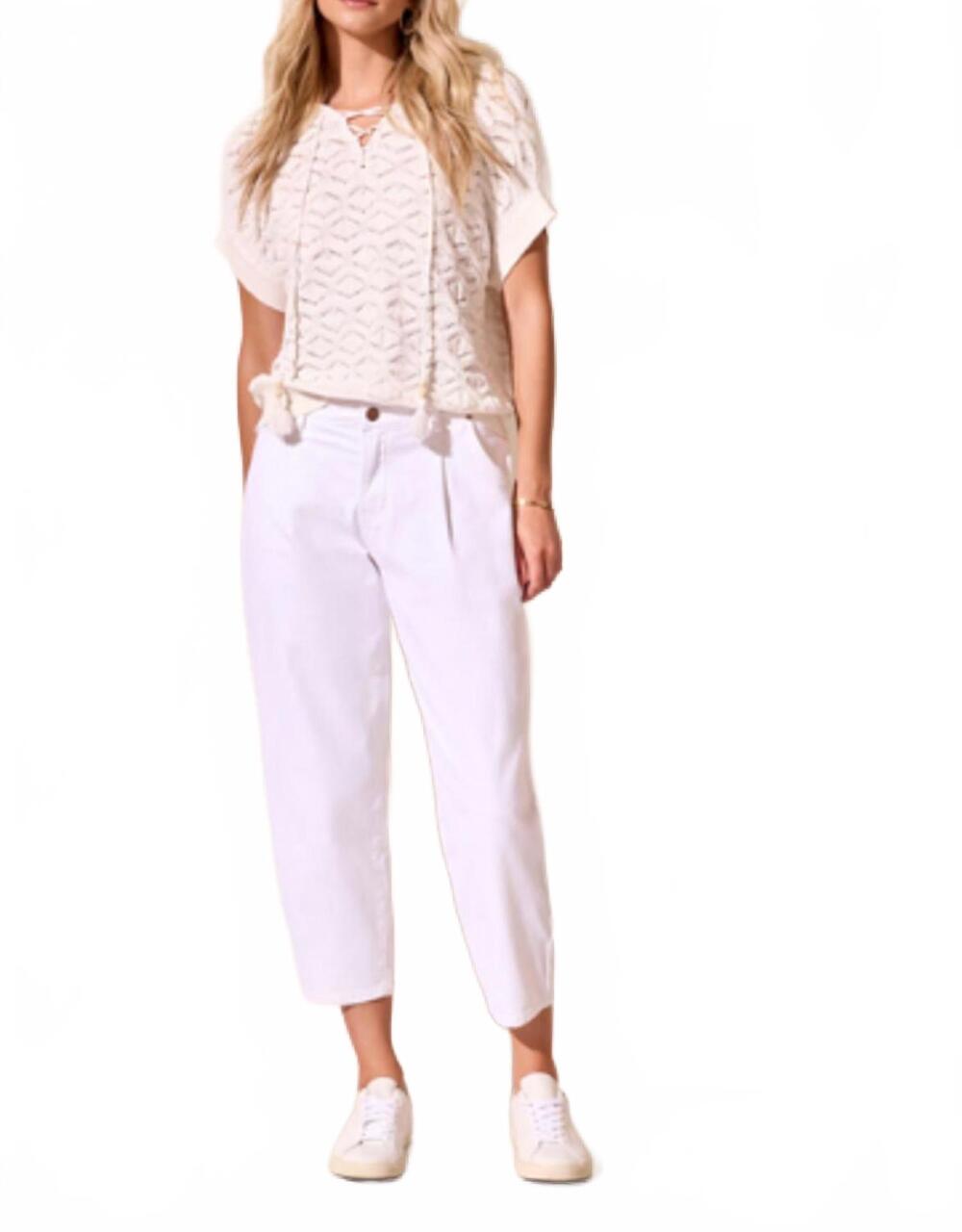 NEW TRIBAL women's audrey girlfriend barrel crop jeans in cocomilk